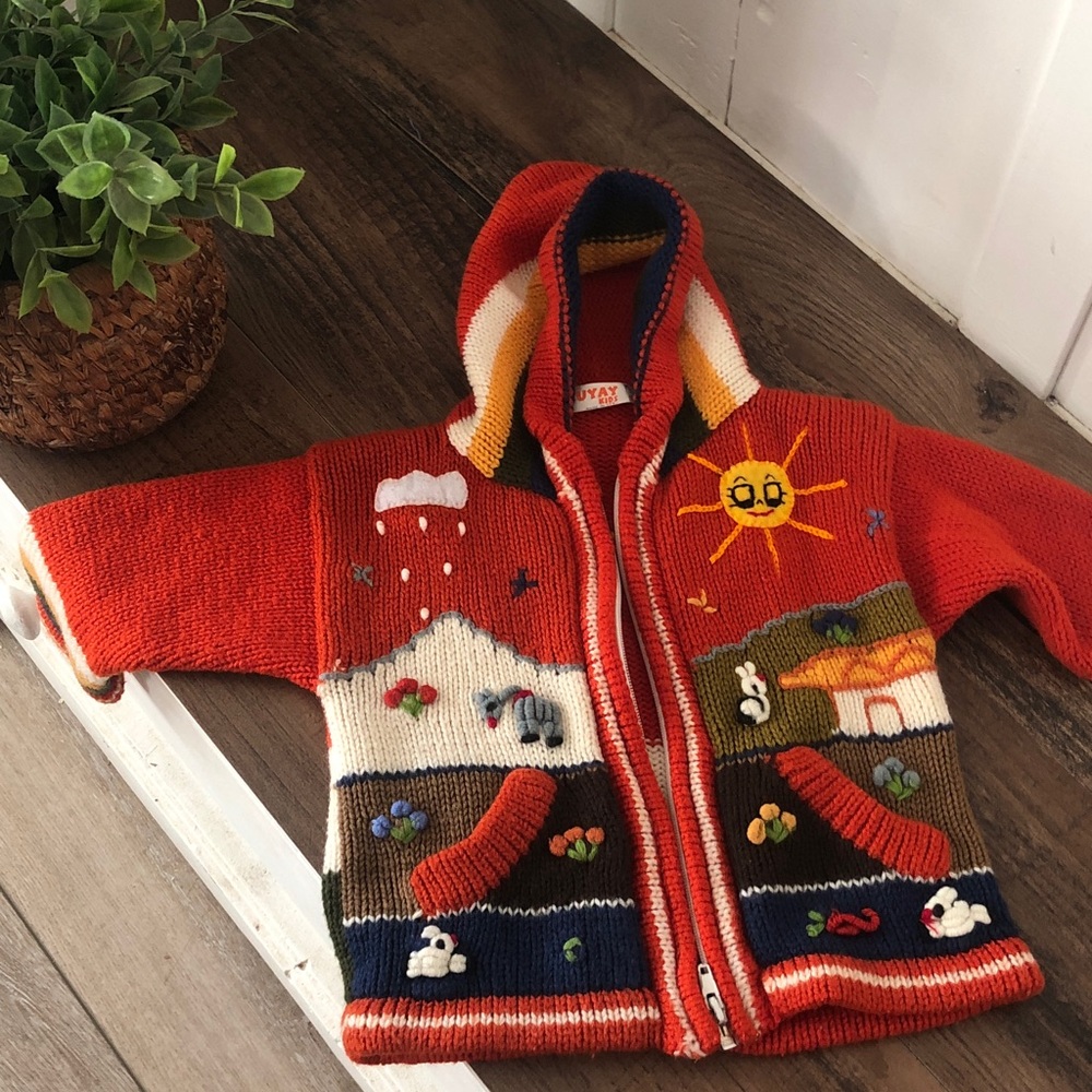 KUYAY kids sweater handmade in Peru wool blend .